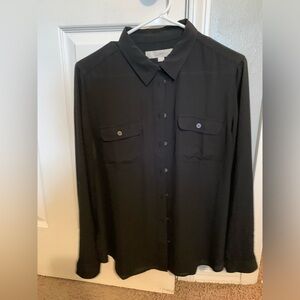 LOFT Black Button Down Blouse LP